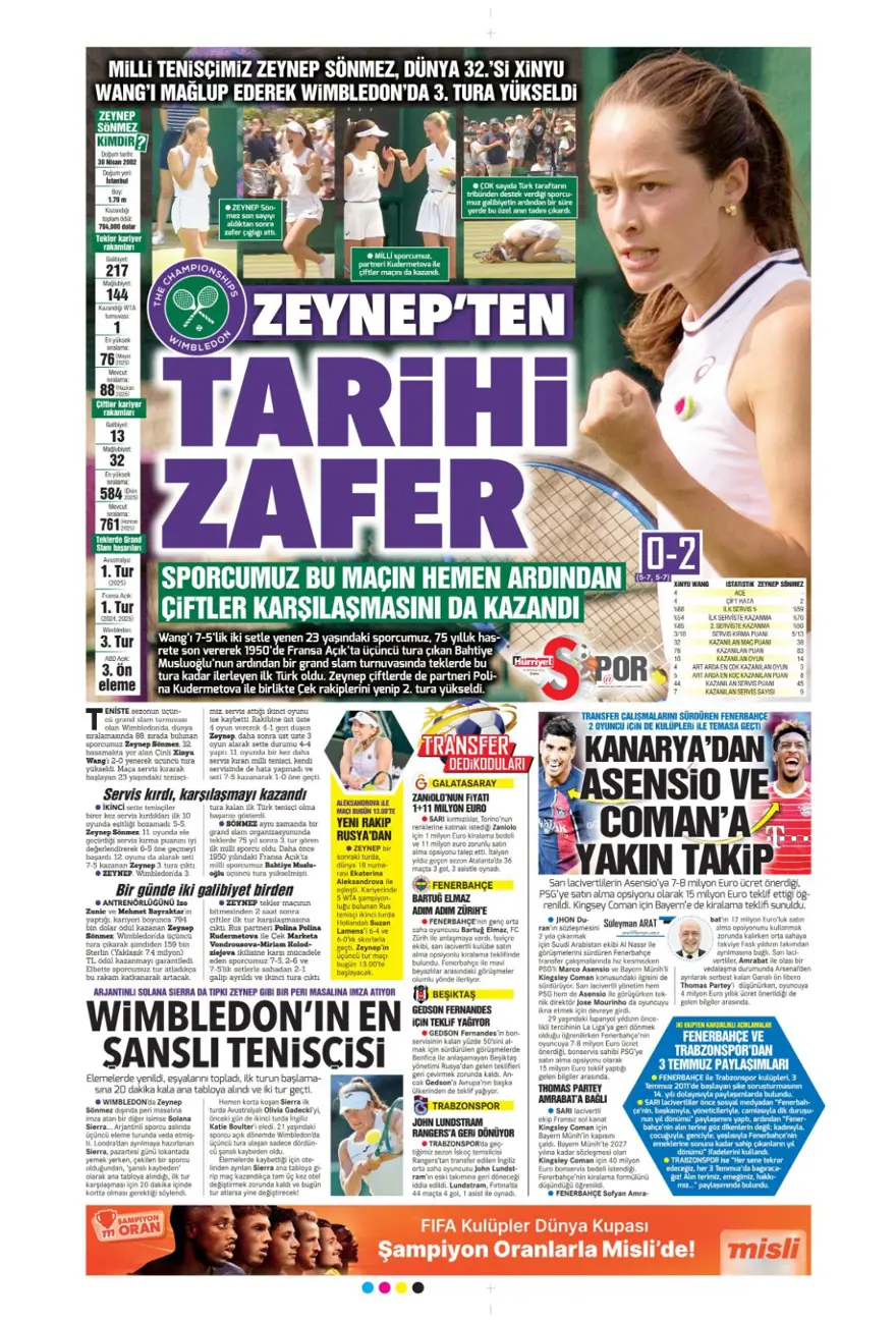 "Kale artık İrfan Can'ın" (4 Temmuz 2025 spor manşetleri) 7