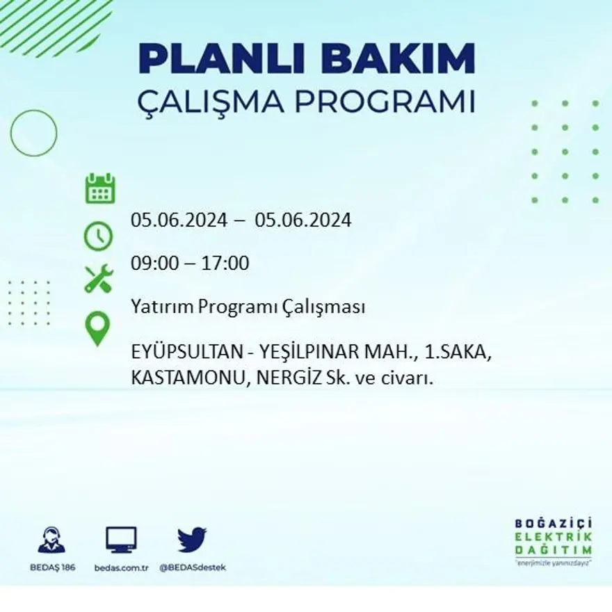 İstanbul'un 19 ilçesinde elektrik kesintisi: Elektrikler ne zaman gelecek? (5 Haziran BEDAŞ kesinti programı) 36 İstanbul'un 19 ilçesinde elektrik kesintisi: Elektrikler ne zaman gelecek? (5 Haziran BEDAŞ kesinti programı) 36