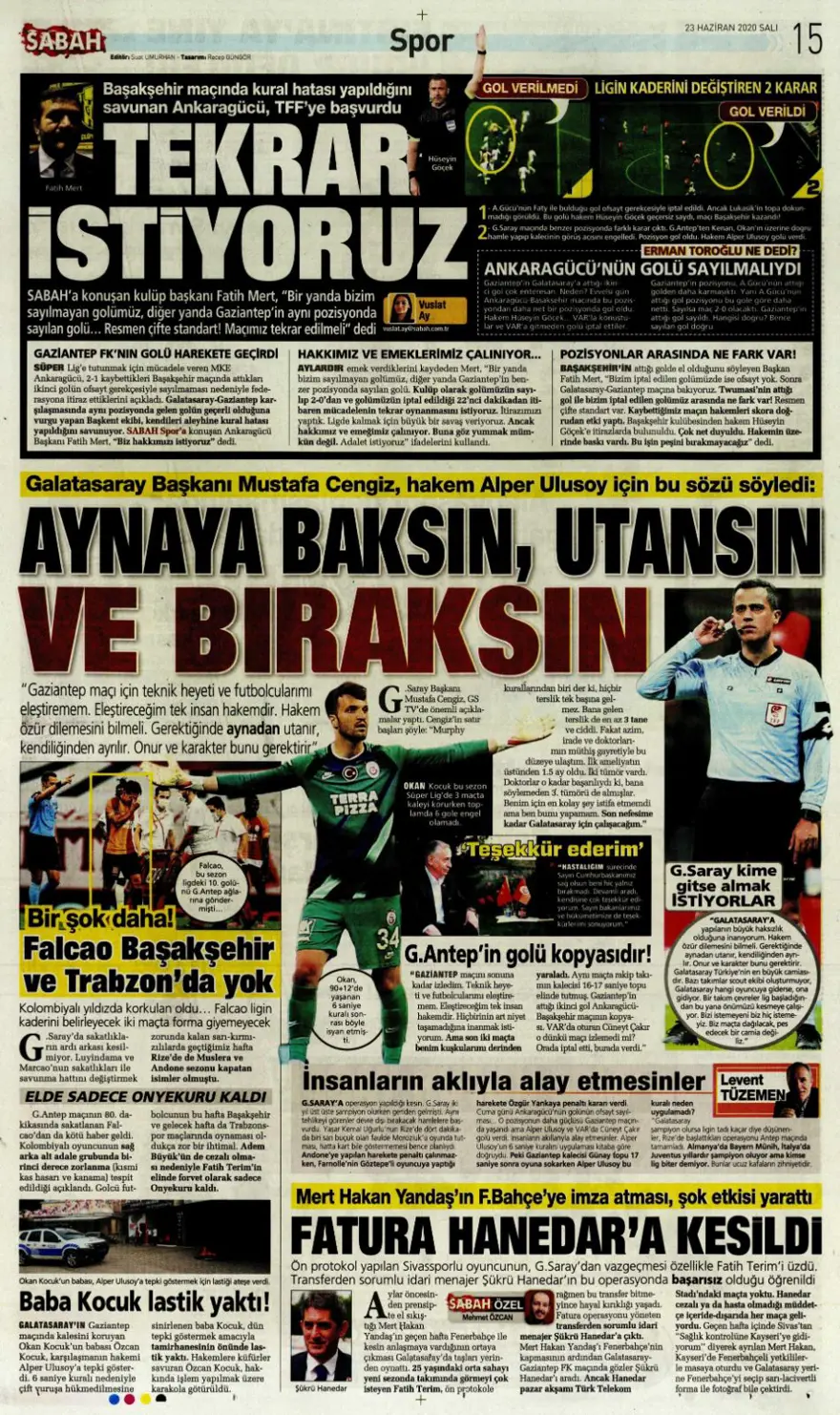 Günün spor manşetleri (23 Haziran 2020) 7