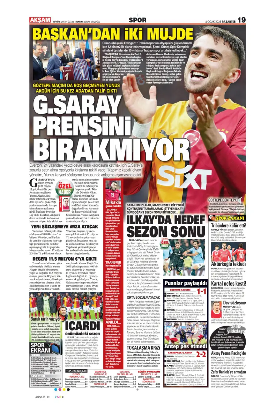 "Hızlı tren Nesyri" (6 Ocak 2025 spor manşetleri) 7