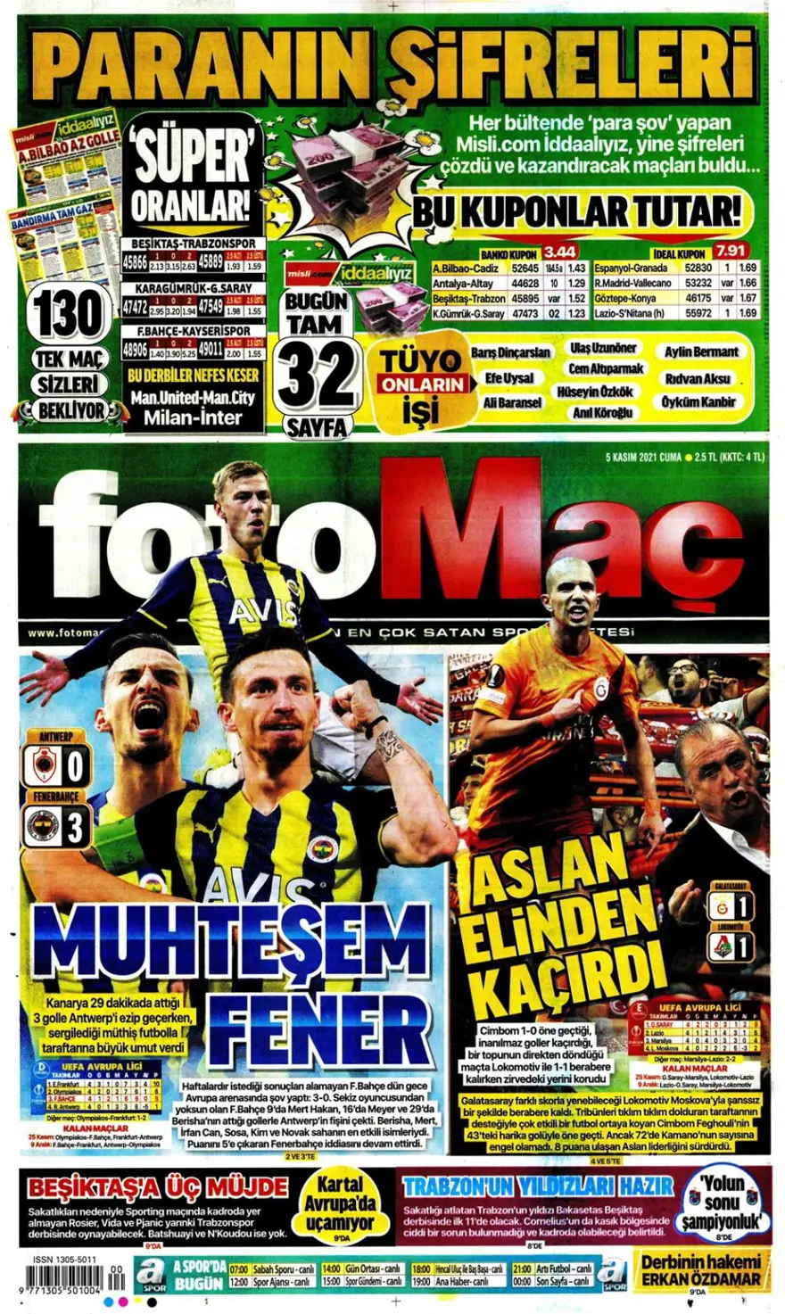 Günün spor manşetleri (5 Kasım 2021) 20