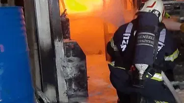 Denizli'de iş yeri yangını