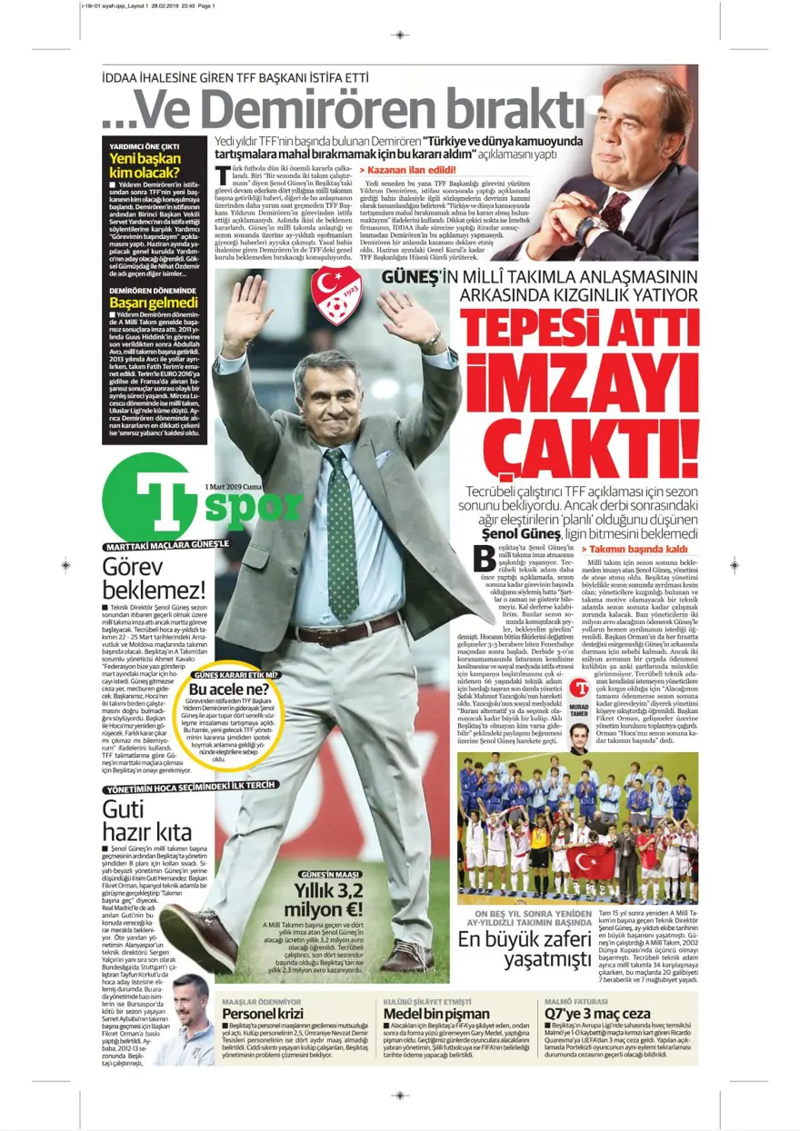 Günün spor manşetleri (1 Mart 2019) 13