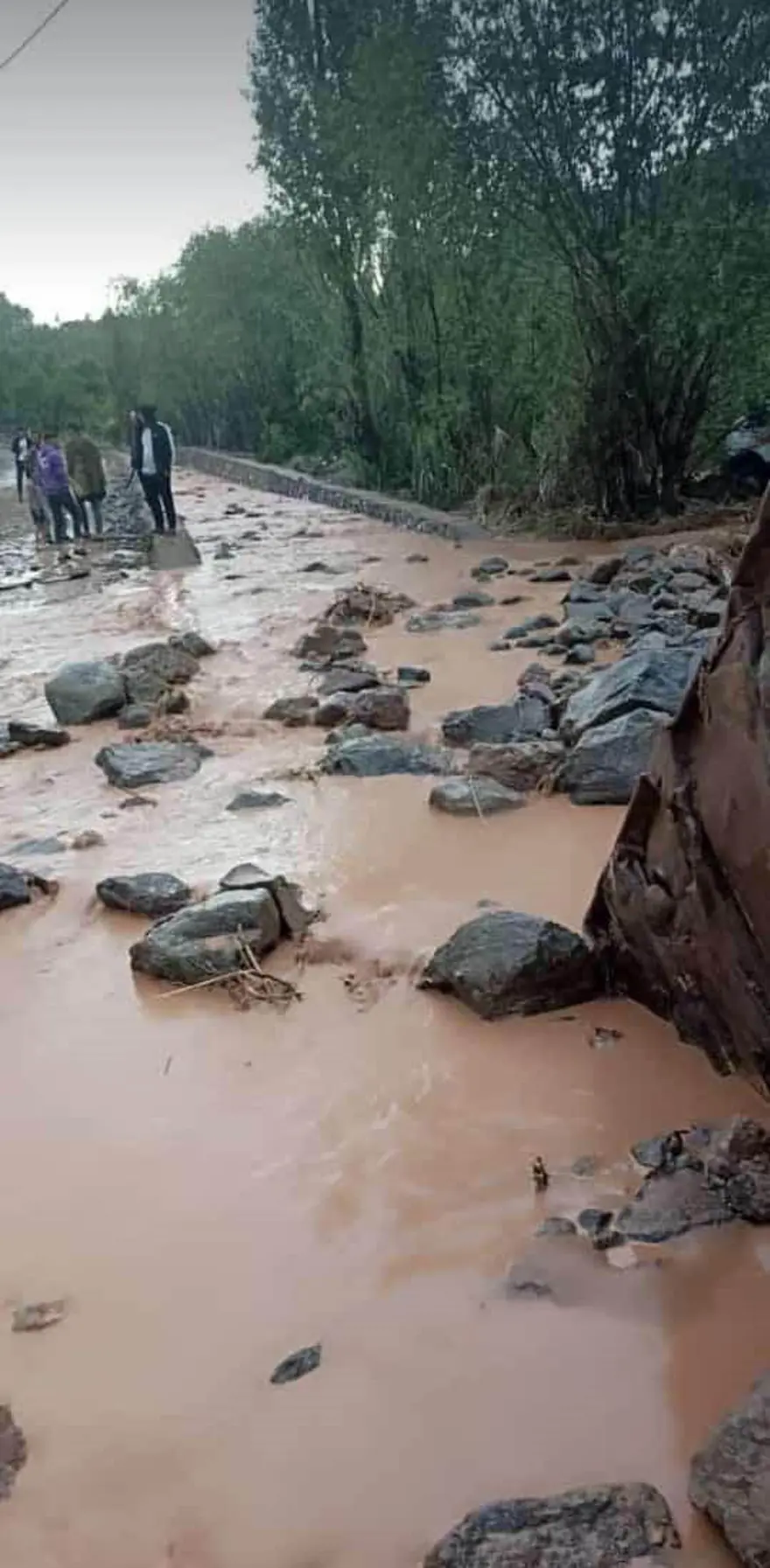 Kars'ta sağanak sele dönüştü: Dev kayalar yolları kapattı 4