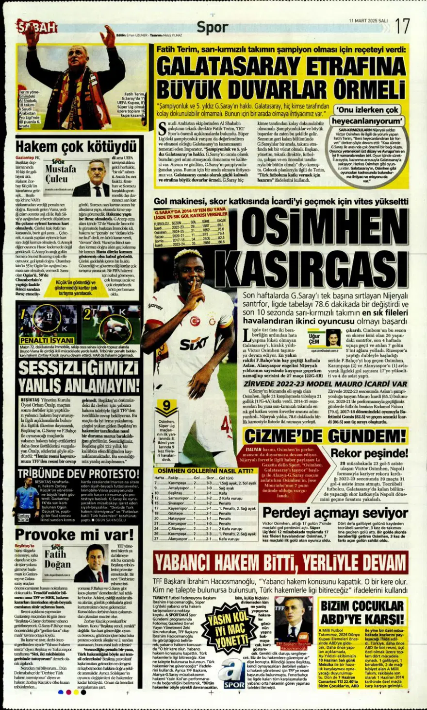 "Fener gözü kararttı" (11 Mart 2025 spor manşetleri) 8 "Fener gözü kararttı" (11 Mart 2025 spor manşetleri) 8