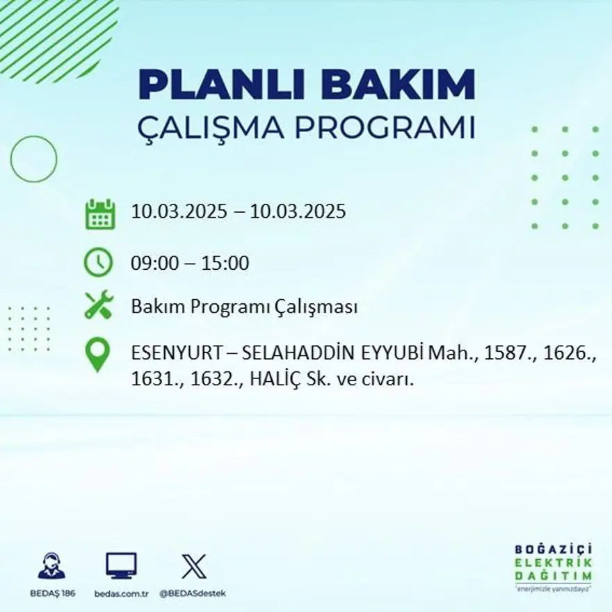 İstanbul'un 22 ilçesinde yarın elektrik kesintisi yaşanacak: Elektrikler ne zaman gelecek? (10 Mart BEDAŞ planlı kesinti programı) 30