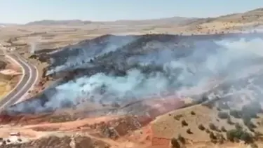 Anız yangını 70 dönüm araziyi küle çevirdi
