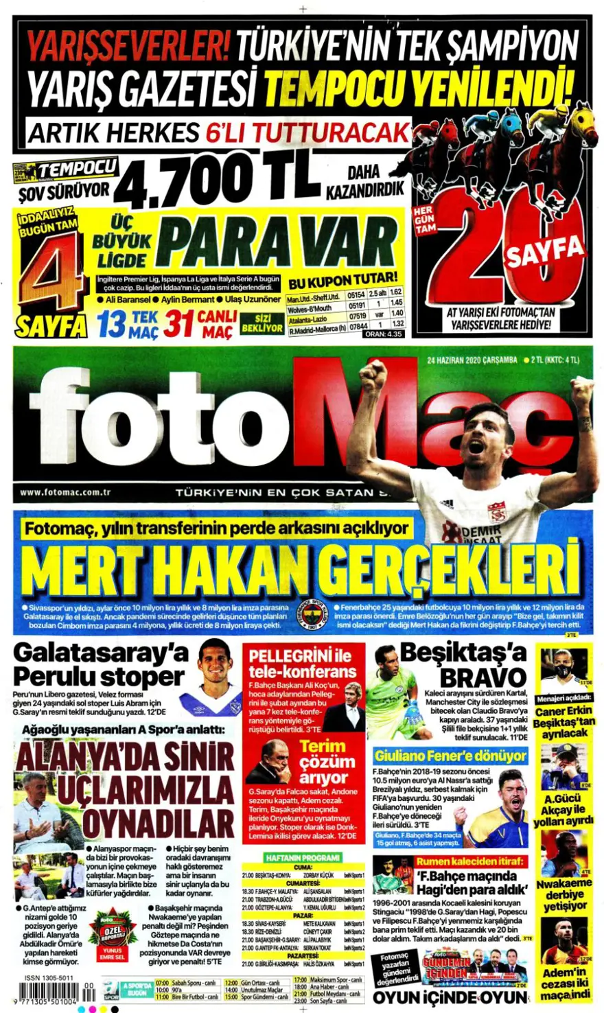 Günün spor manşetleri (24 Haziran 2020) 2
