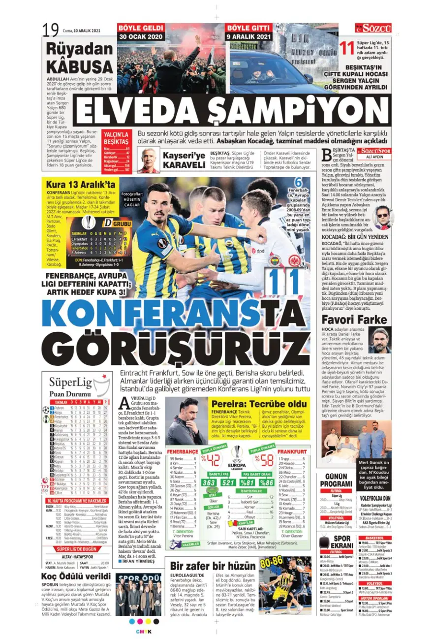 Günün spor manşetleri (10 Aralık 2021) 11
