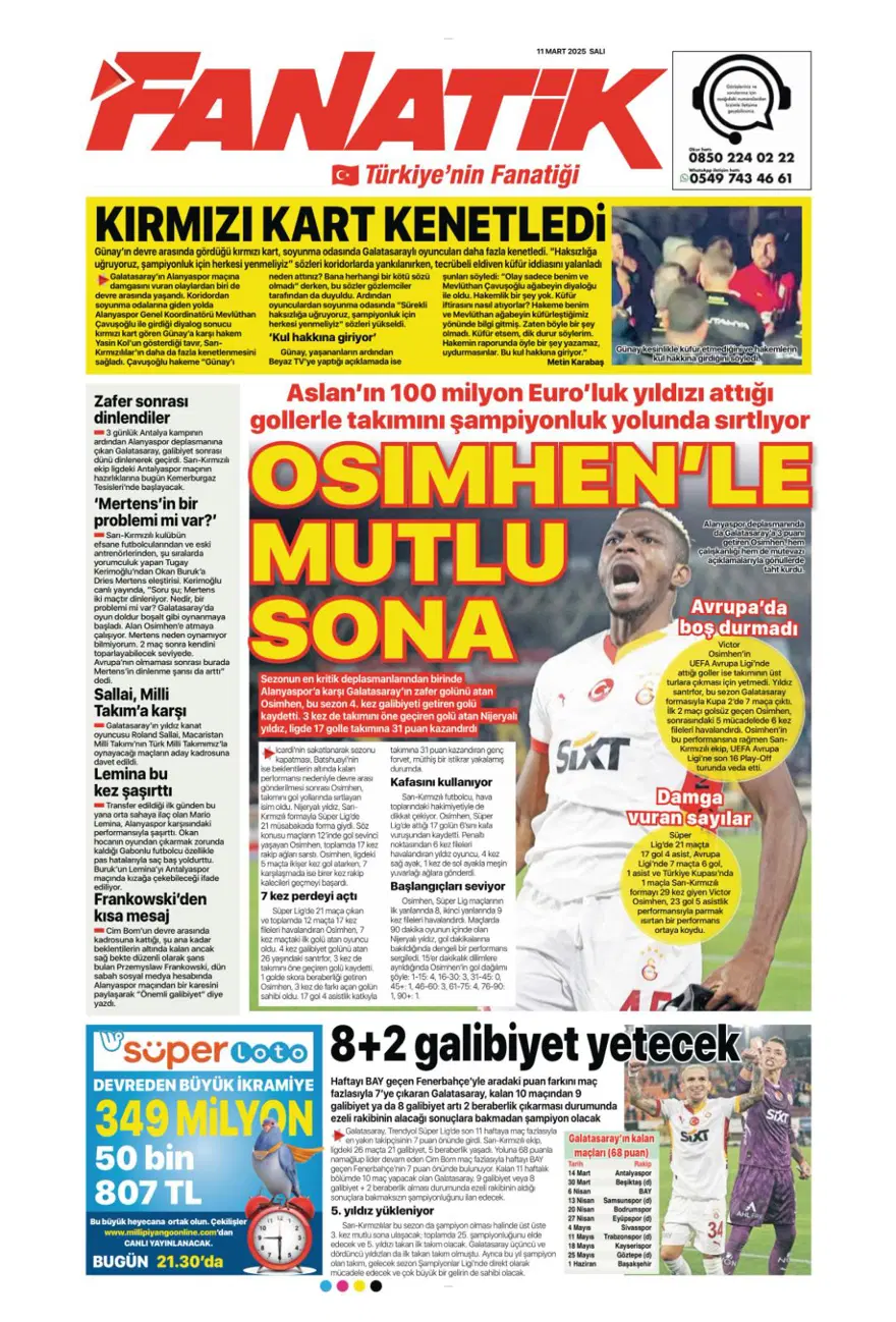 "Fener gözü kararttı" (11 Mart 2025 spor manşetleri) 9 "Fener gözü kararttı" (11 Mart 2025 spor manşetleri) 9