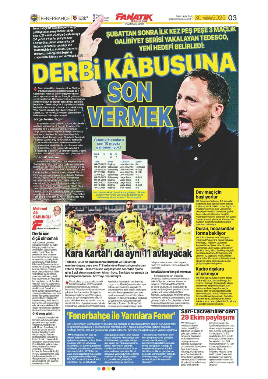 "Hakem dalgası tsunamiye dönüşür mü?" (30 Ekim 2025 spor manşetleri) 2 "Hakem dalgası tsunamiye dönüşür mü?" (30 Ekim 2025 spor manşetleri) 2