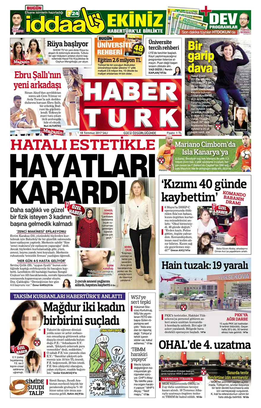 Günün gazete manşetleri - 18 Temmuz 2017 2