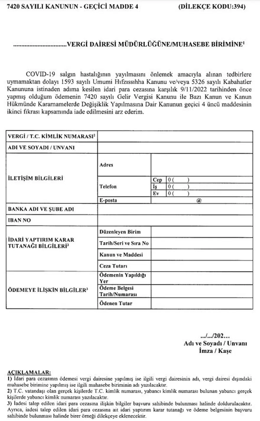 CEZALARIN İADESİ İÇİN BAŞVURU FORMU NASIL DOLDURULUR? 3