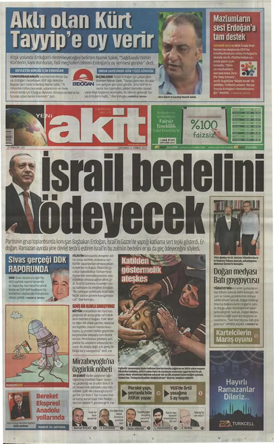 Günün gazete manşetleri - 16 Temmuz 2014 15 Günün gazete manşetleri - 16 Temmuz 2014 15
