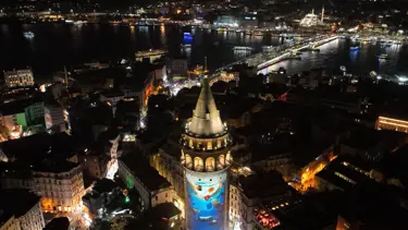 Galata Kulesi'ne "Sıfır Atık Forumu" temalı görseller yansıtıldı