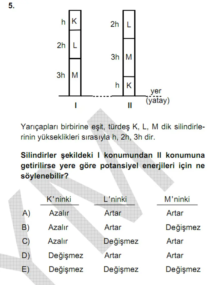YGS Fen Bilimleri Soruları ve Yanıtları 4