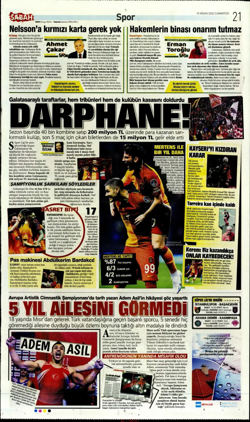 Günün spor manşetleri (15 Nisan 2023) 10