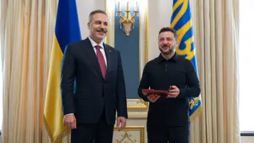 Ukrayna Devlet Başkanı Zelenski, Dışişleri Bakanı Fidan'a "İkinci Derece Liyakat Nişanı" verdi