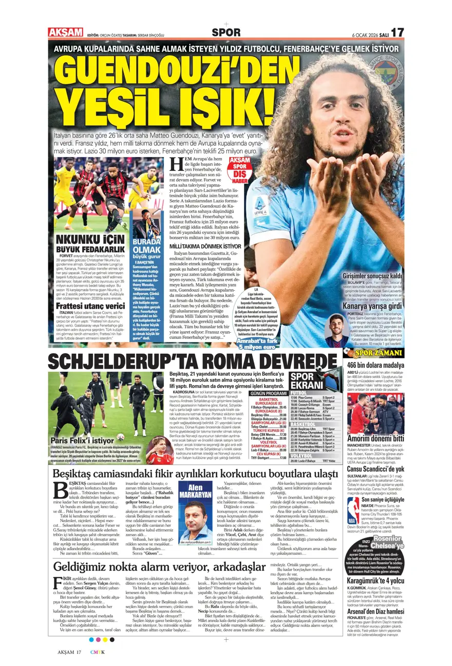 Galatasaray'dan finale pençe (6 Ocak 2026 spor manşetleri) 14