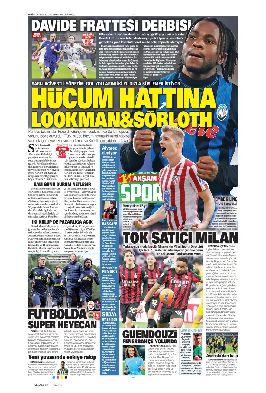 Fenerbahçe'de Guendouzi sürprizi (4 Ocak 2026 spor manşetleri) 29 Fenerbahçe'de Guendouzi sürprizi (4 Ocak 2026 spor manşetleri) 29