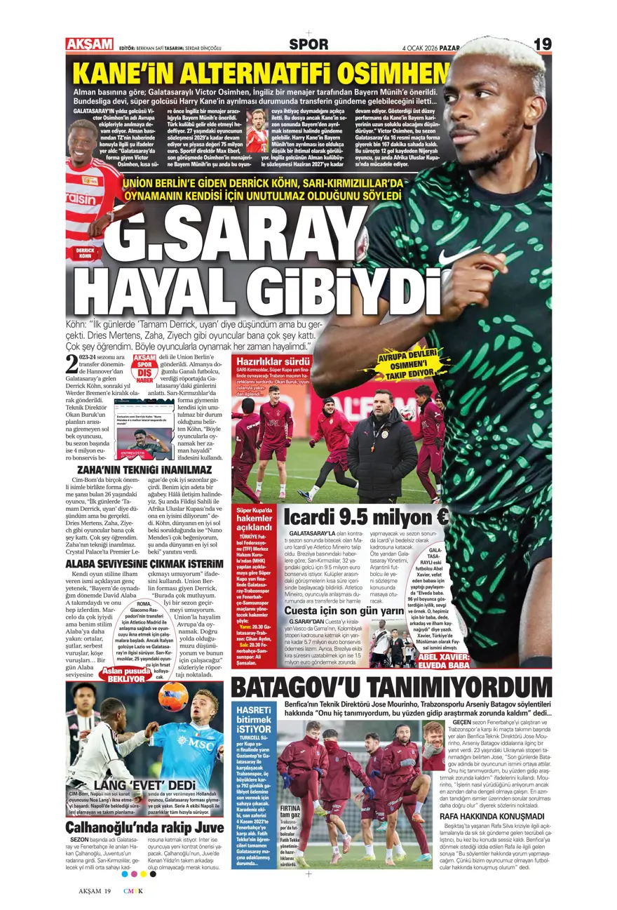 Fenerbahçe'de Guendouzi sürprizi (4 Ocak 2026 spor manşetleri) 31 Fenerbahçe'de Guendouzi sürprizi (4 Ocak 2026 spor manşetleri) 31