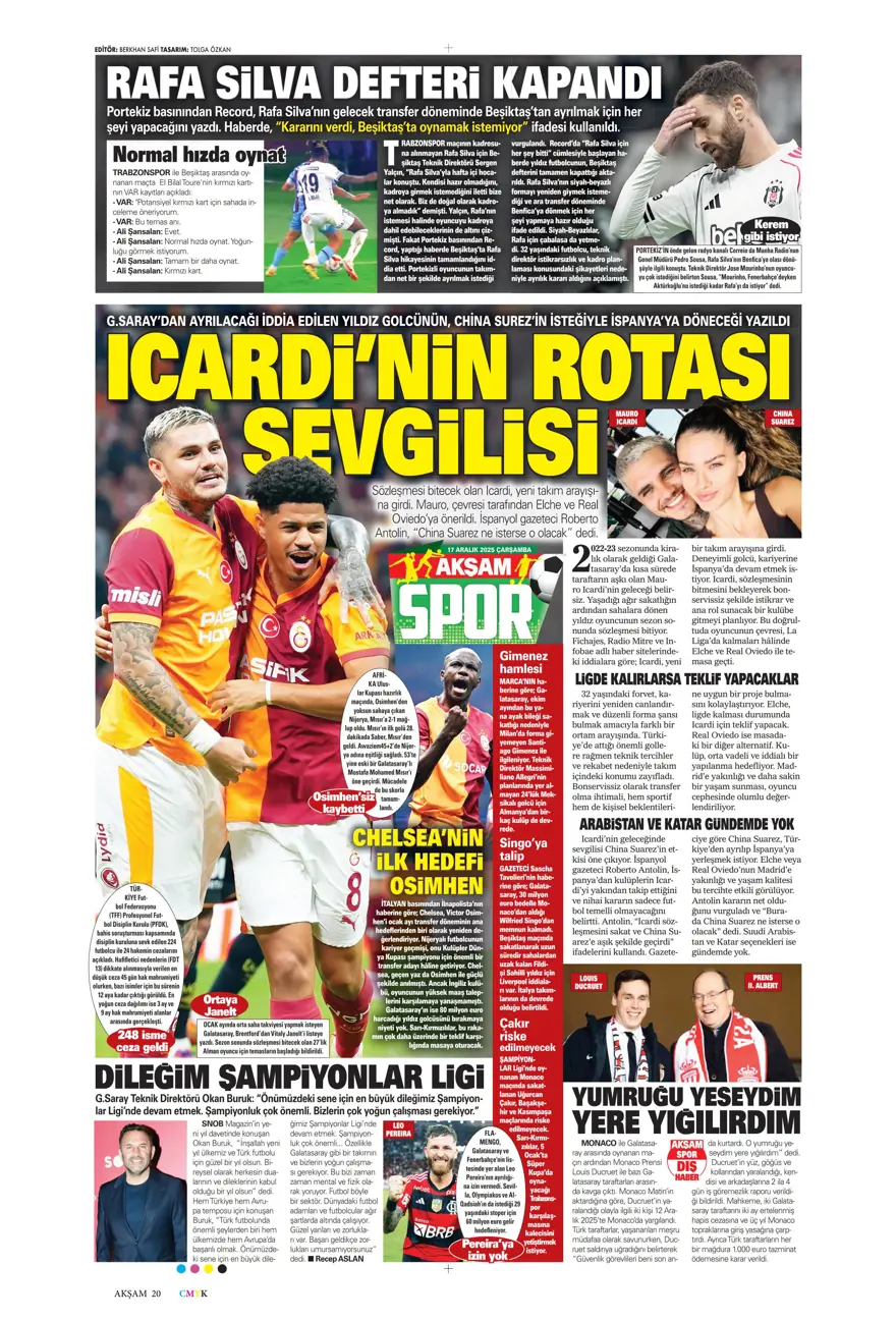 "Lemina'nın veliahtı Dennis" (17 Aralık 2025 spor manşetleri) 1