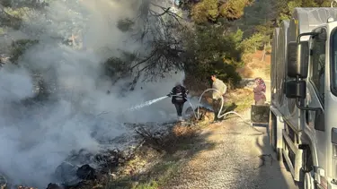 Orman yangınında alevlere sütle müdahale etti 