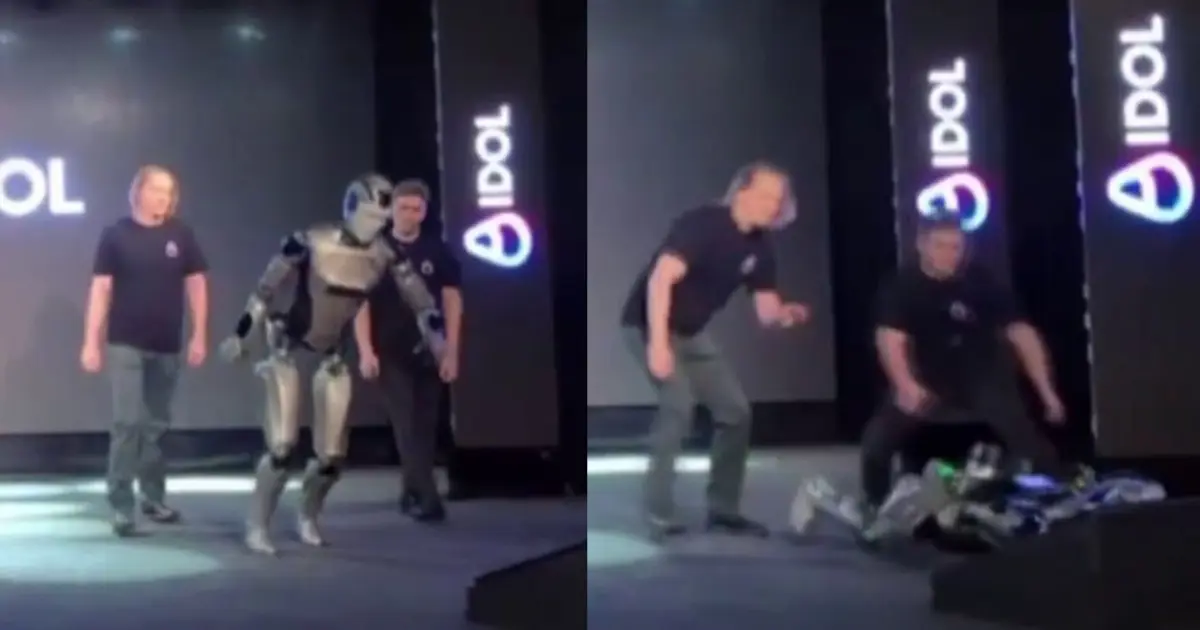 Rus robot tanıtım sırasında düşüp parçalandı