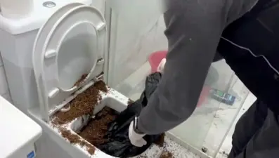 Polis baskınında film gibi an: Klozete döktüler