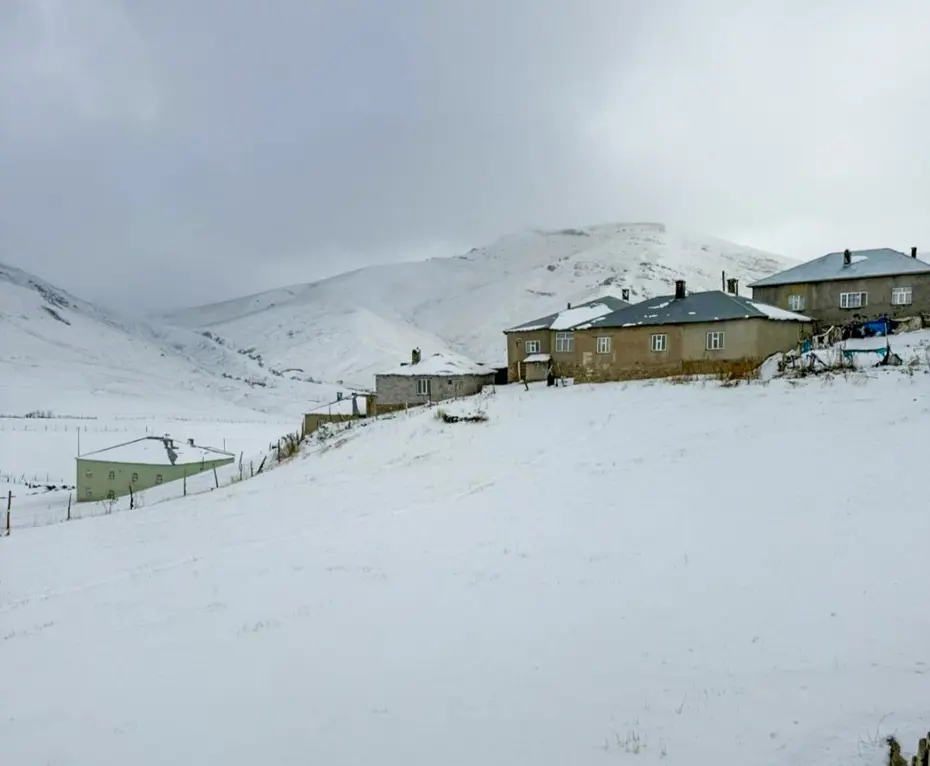 Van Başkale'de yüksek kesimler beyaza büründü