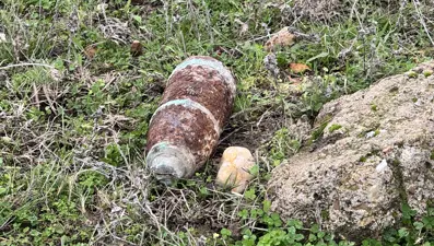 Mantar toplarken patlamamış top mermisi buldular