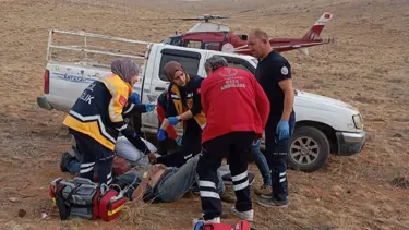 Dağdaki çobanı hava ambulansı kurtardı