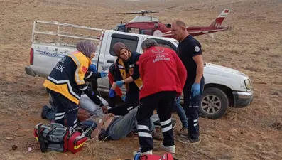 Dağdaki çobanı hava ambulansı kurtardı