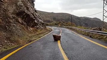 Tekirdağ'da kaya parçaları yola yuvarlandı, ekipler çalışma başlattı