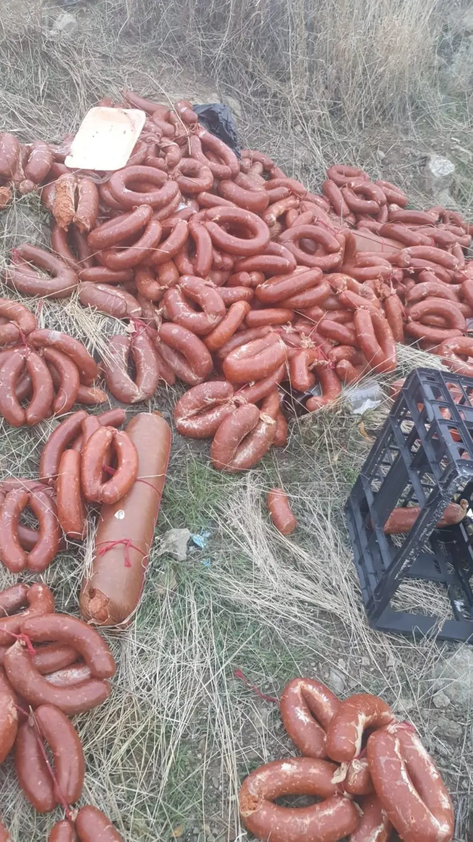 Ankara’da yüzlerce kilo sucuk ve salam boş araziye atıldı