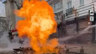 Kırıkkale'de doğal gaz boru hattı patladı, alevler metrelerce yükseldi