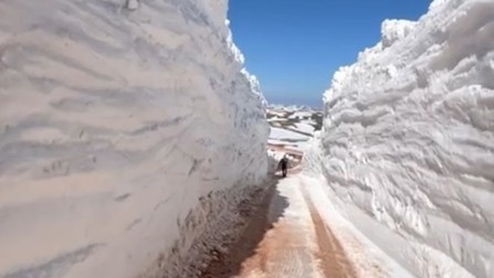 Tokat’ta kar duvarları yolu tünele çevirdi