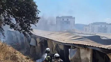 İşçilerin kaldığı konteynerda yangın çıktı