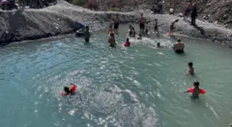 Dereyi kesip havuz yaptılar