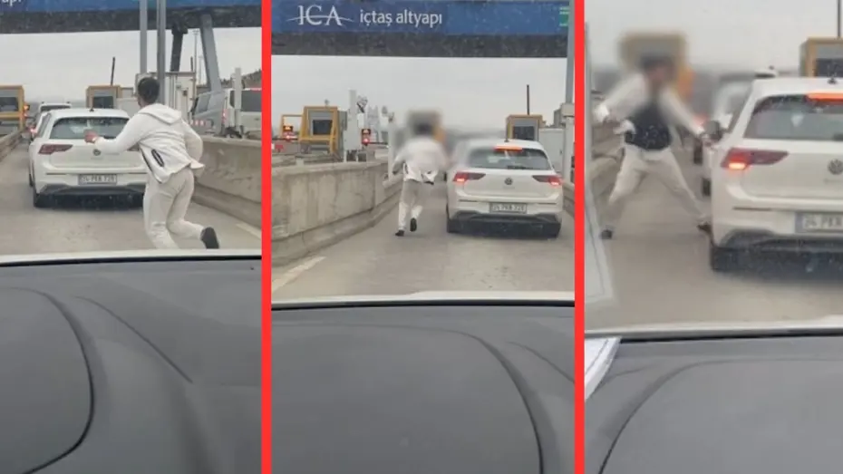 Trafikte gerilim: Aracın peşinden koşup camını defalarca yumrukladı