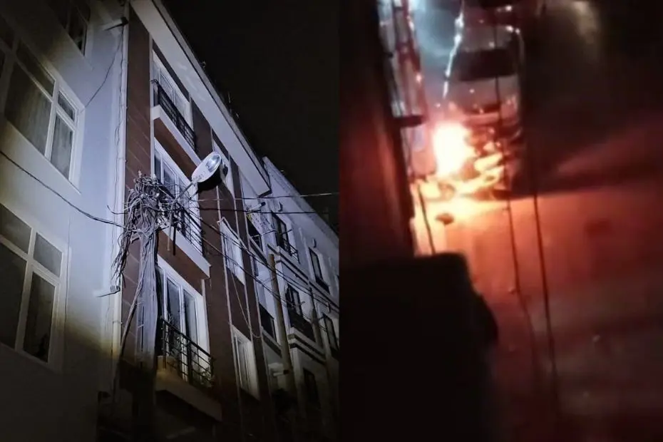 Şişli'deki elektrik direği patladı, 3 motora sıçradı