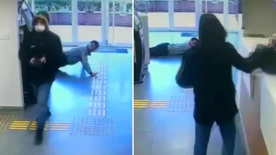 Fatih'teki soygun anı ortaya çıktı. Silahla bankaya girip paraları poşete koydurttu