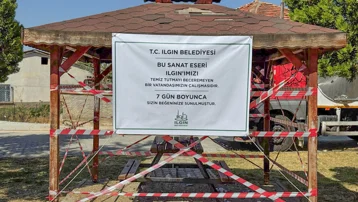 Belediye kirli bırakılan kameriyeyi 7 gün süreyle kullanıma kapattı