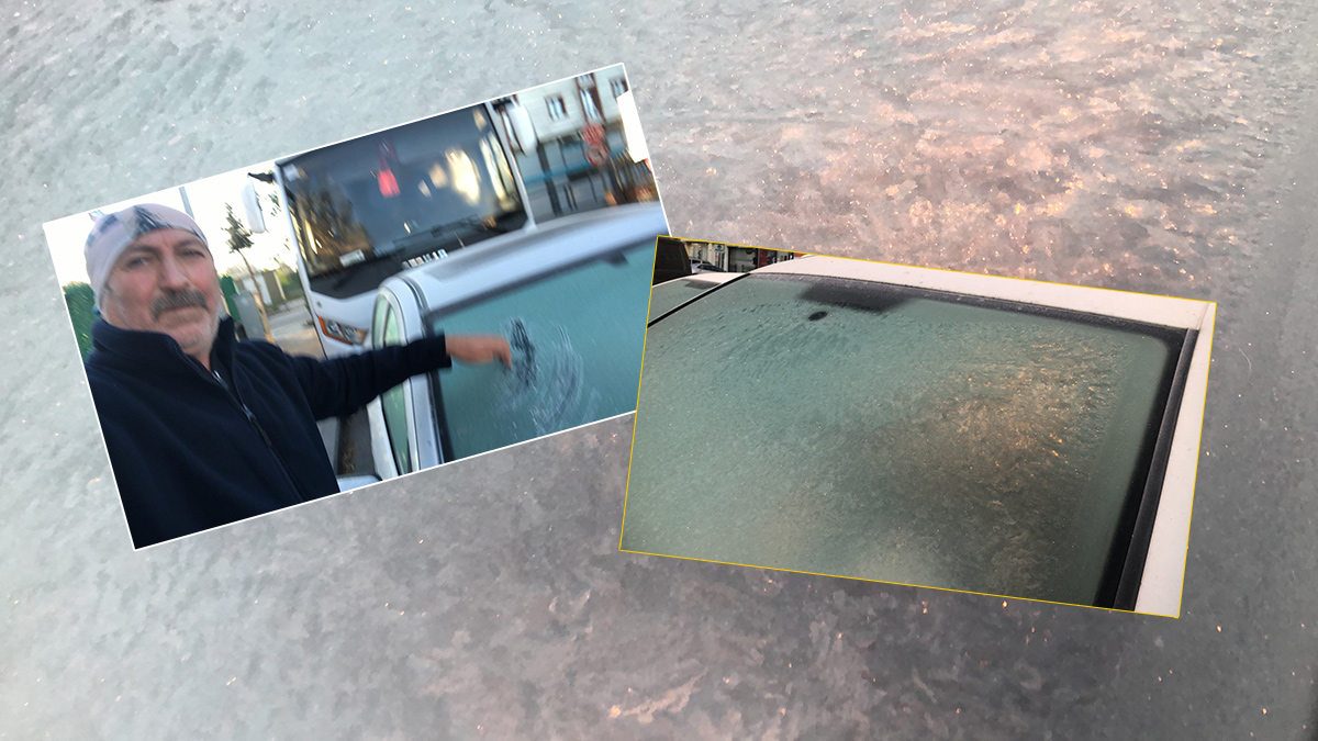 Kars buz kesti: Eksi 7 derecede araçların camları dondu