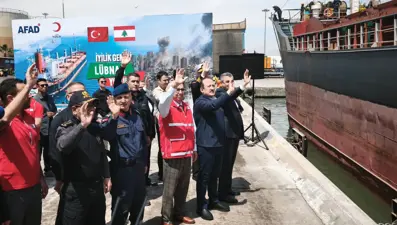 Lübnan'a gidecek. Yardım gemisi Mersin'den yola çıktı