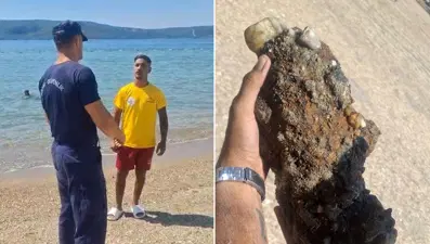 Plajda patlamamış askeri mühimmat bulundu