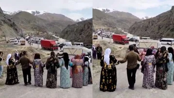 Heyelan yolu kapatınca halay çektiler