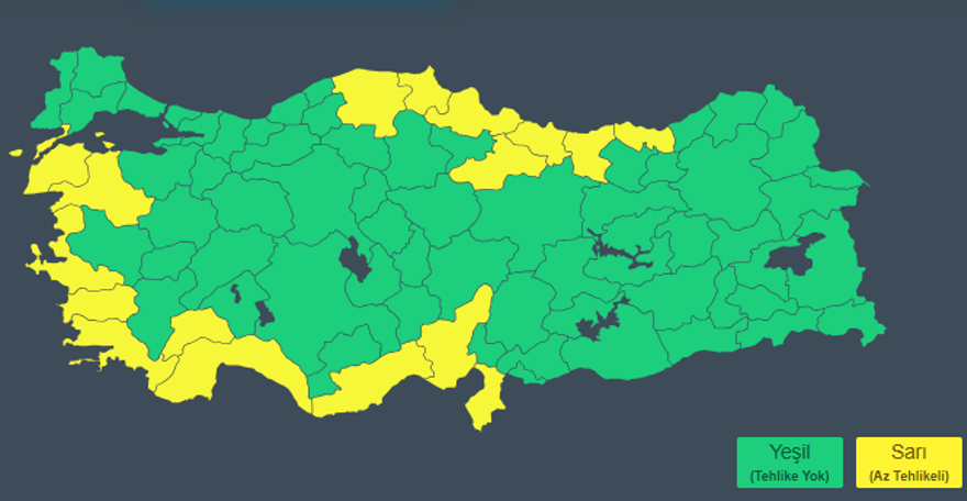 17 İL İÇİN SARI KODLU UYARI 2