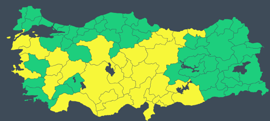31 ŞEHİR İÇİN SARI KODLU UYARI 3