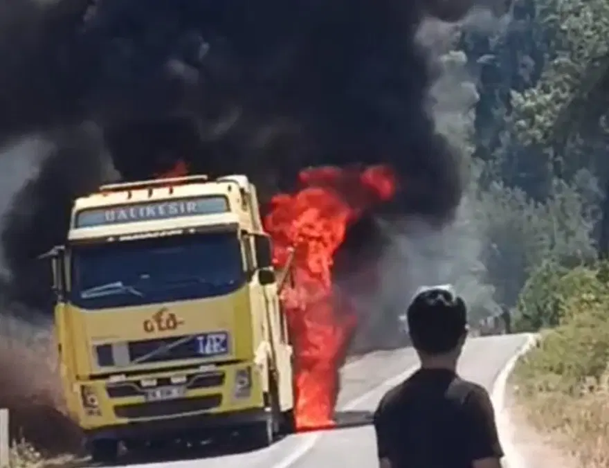 Balıkesir'de orman yangını. Kamyonda başladı ormana sıçradı 